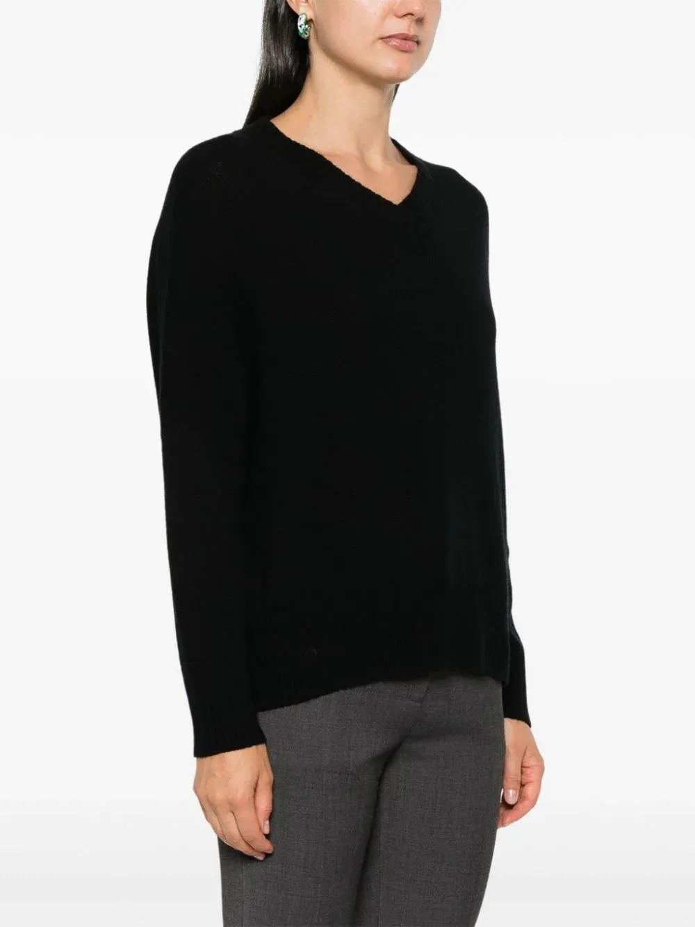 V-neck cashmere sweater, black