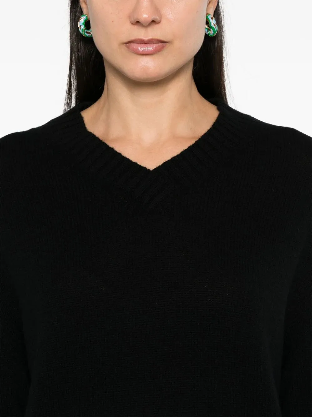 V-neck cashmere sweater, black