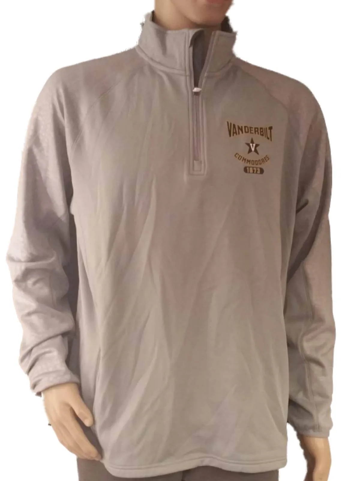 Vanderbilt Commodores Champion PowerTrain Gray LS 1/4 Zip Pullover Jacket (L)