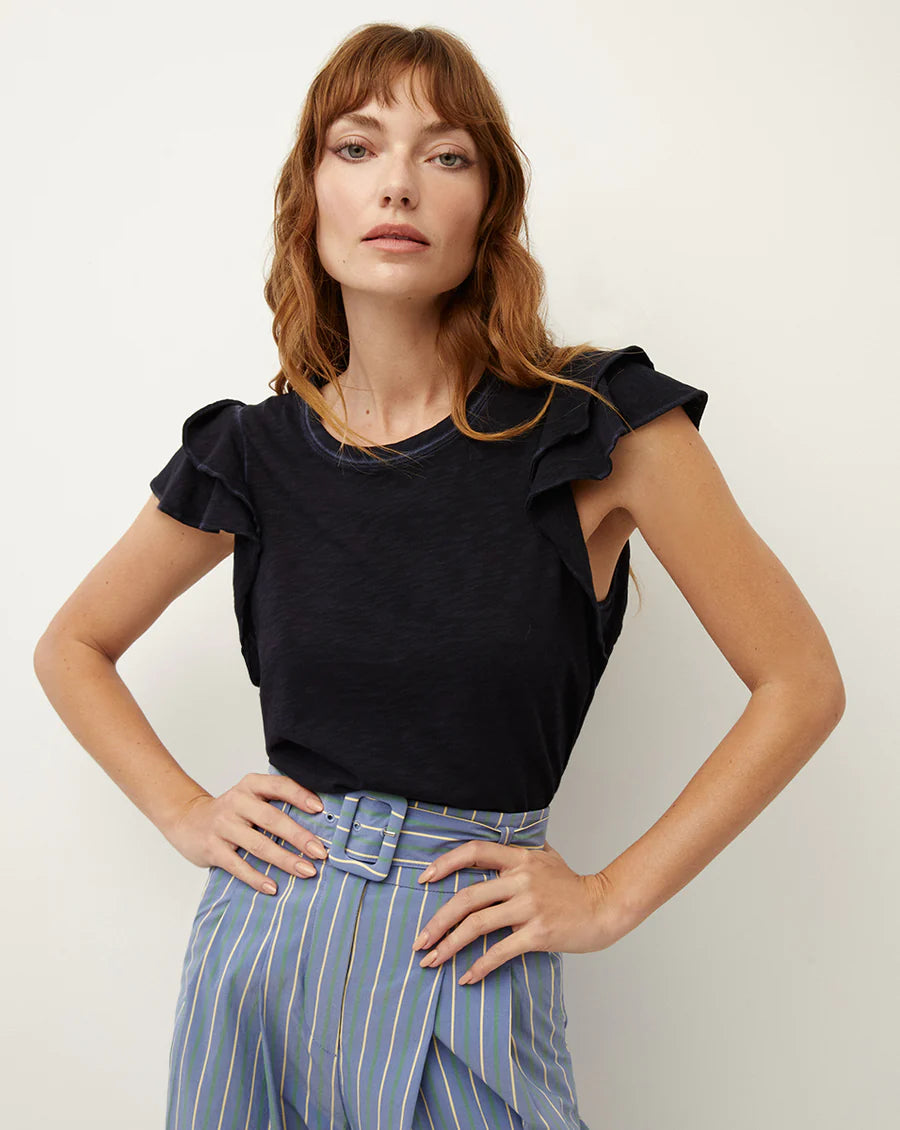 VERONICA BEARD Akeela Ruffled Shoulder Tee