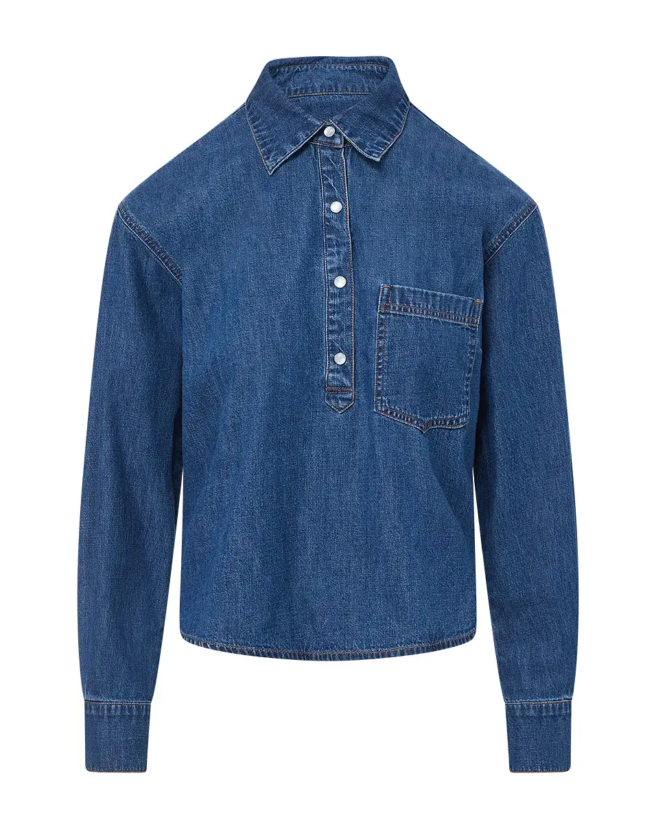 Veronica Beard - Avola Cropped Chambray Shirt - Cornflower