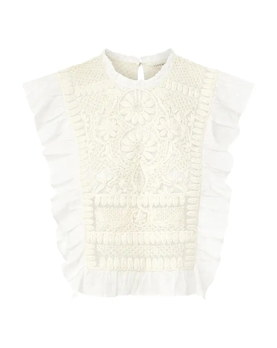 VERONICA BEARD Capriana Embroidered Top