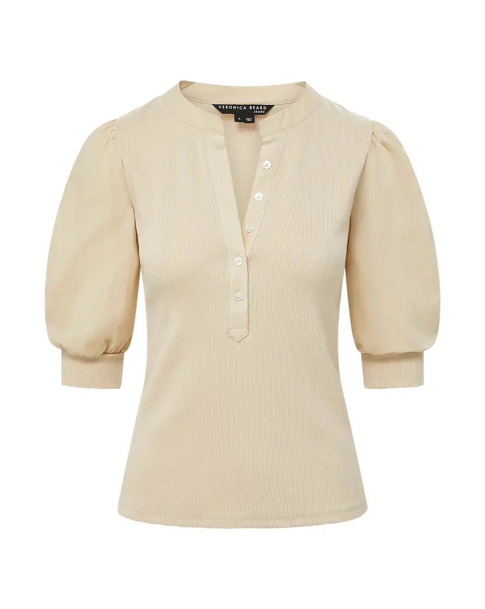 Veronica Beard - Coralee Puff Sleeve Top - Limestone