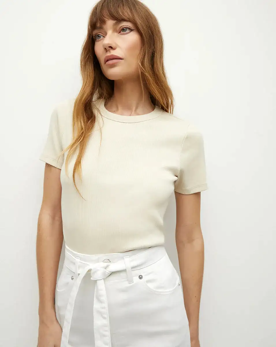 Veronica Beard - Pruitt Ribbed Tee - Limestone