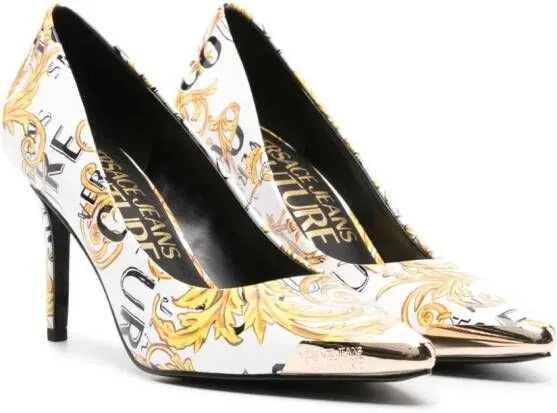 Versace Jeans Couture Scarlett Barocco-print pumps White