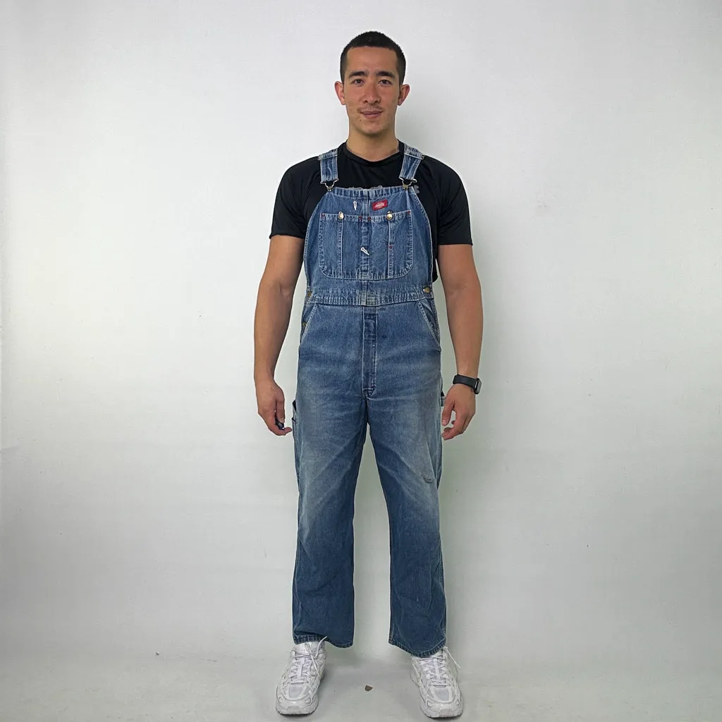 Vintage Blue Dickies Carpenter Dungarees Trousers Pants Jeans (36x30)