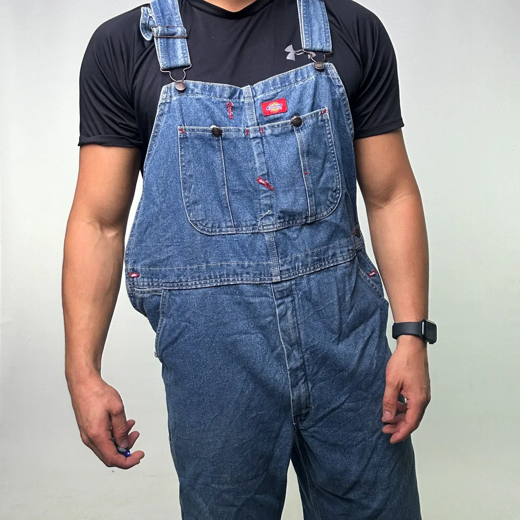 Vintage Blue Dickies Carpenter Dungarees Trousers Pants Jeans (38x30)