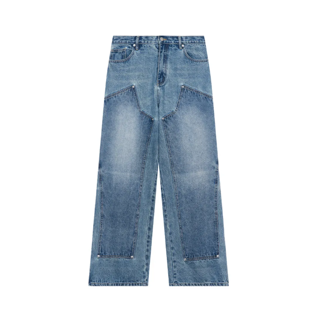 Washed Loose Patches Jeans