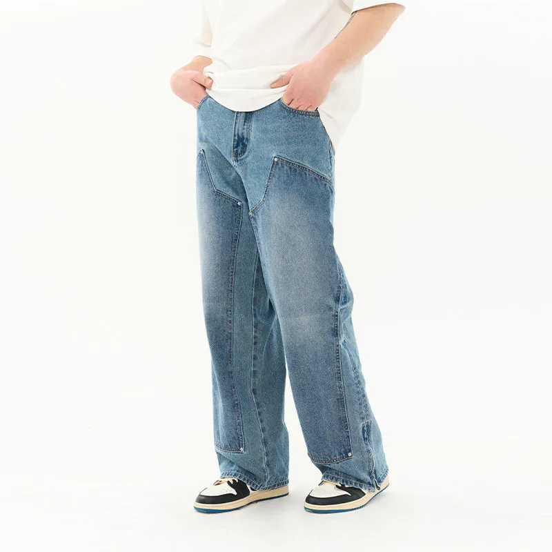 Washed Loose Patches Jeans