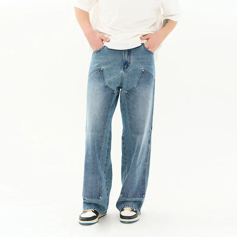 Washed Loose Patches Jeans