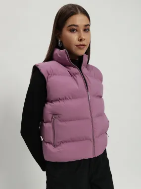 WOMEN PUFF JACKET REVERSIBLE ONION PINK AND GREY