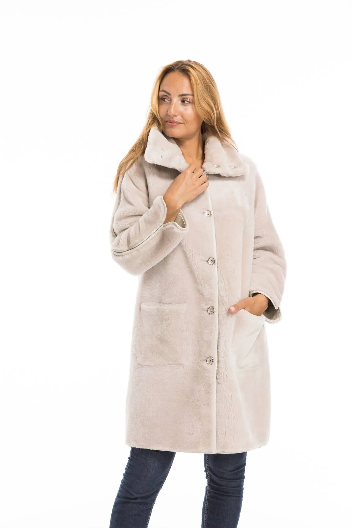 Women's beige sheepskin coat greta