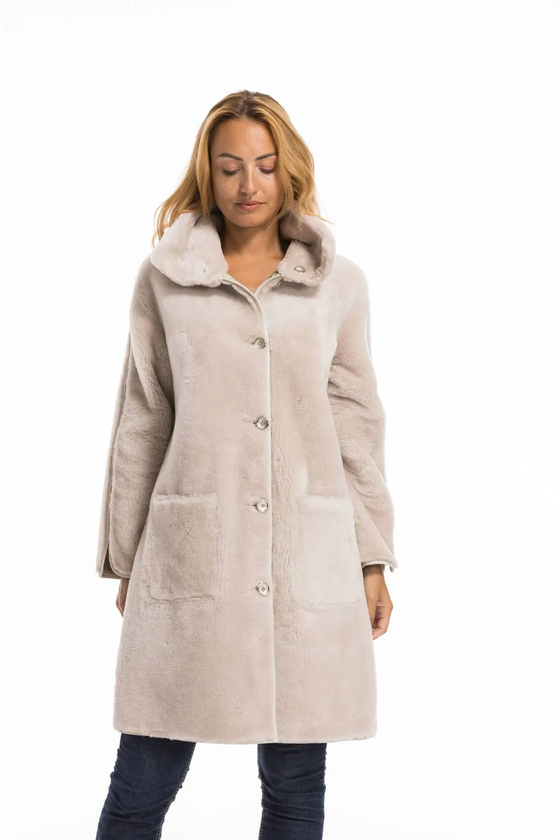 Women's beige sheepskin coat greta