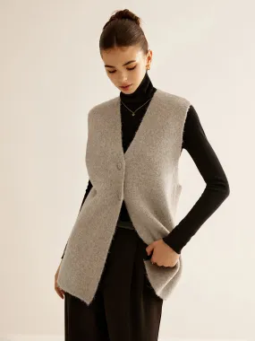 Wool-Blend Breasted Sweater Vest