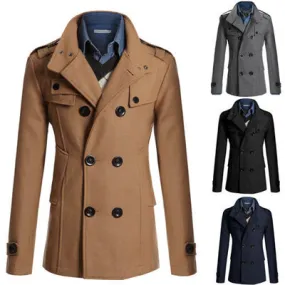 woolen trench coat Men's