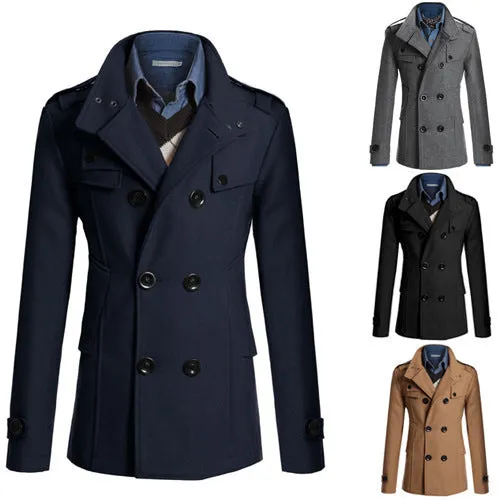 woolen trench coat Men's