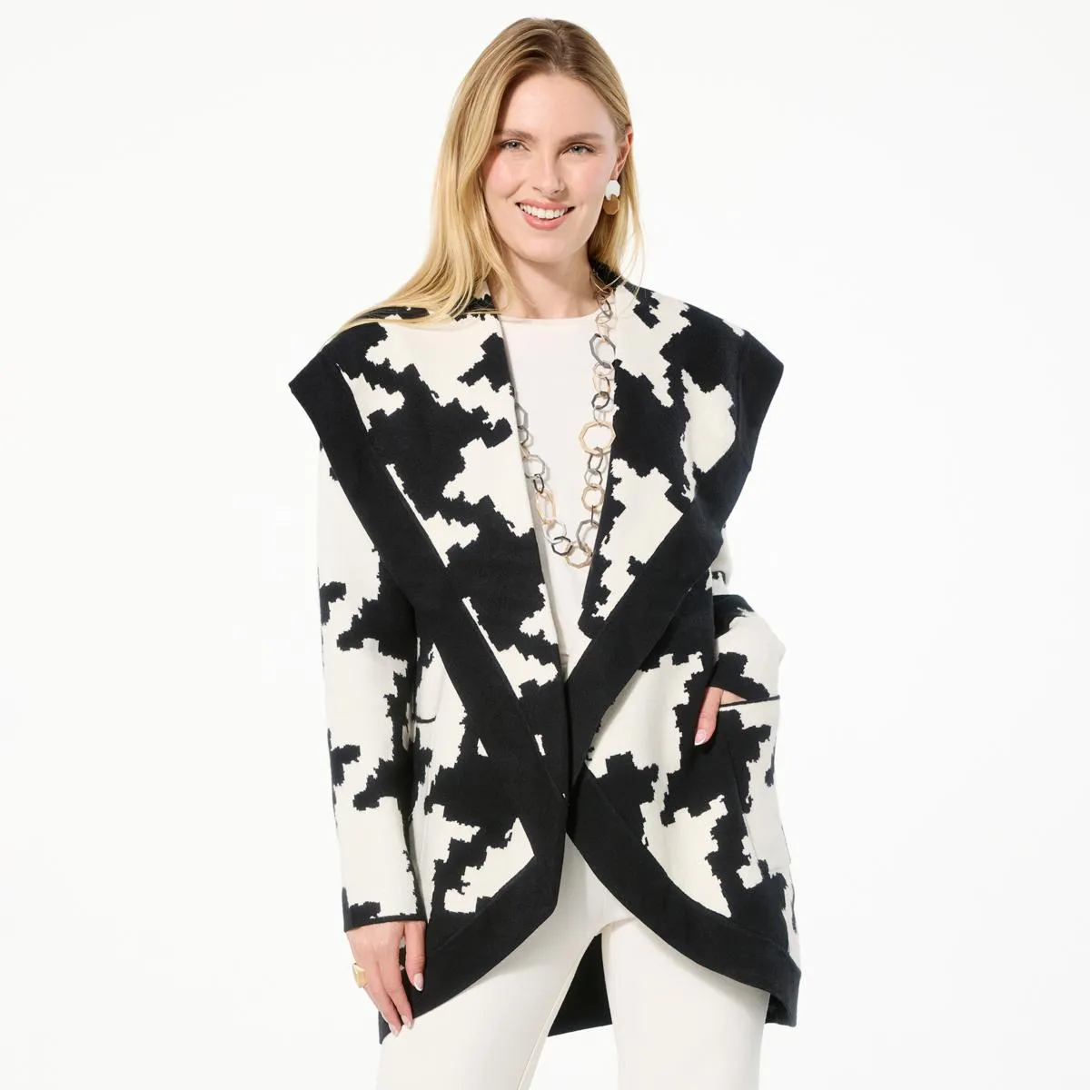      WynneCollection SoftKNIT Patterned Sweater Knit Coat     