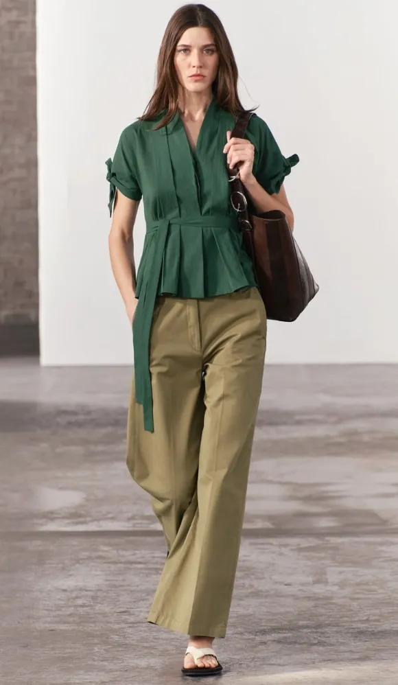 ZARA  |BELTED PLEATED SHIRT ZW COLLECTION