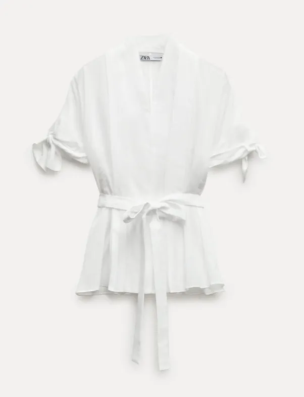 ZARA  |BELTED PLEATED SHIRT ZW COLLECTION